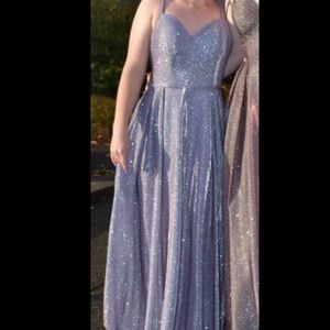 Maxi Purple Glitter Prom Dress